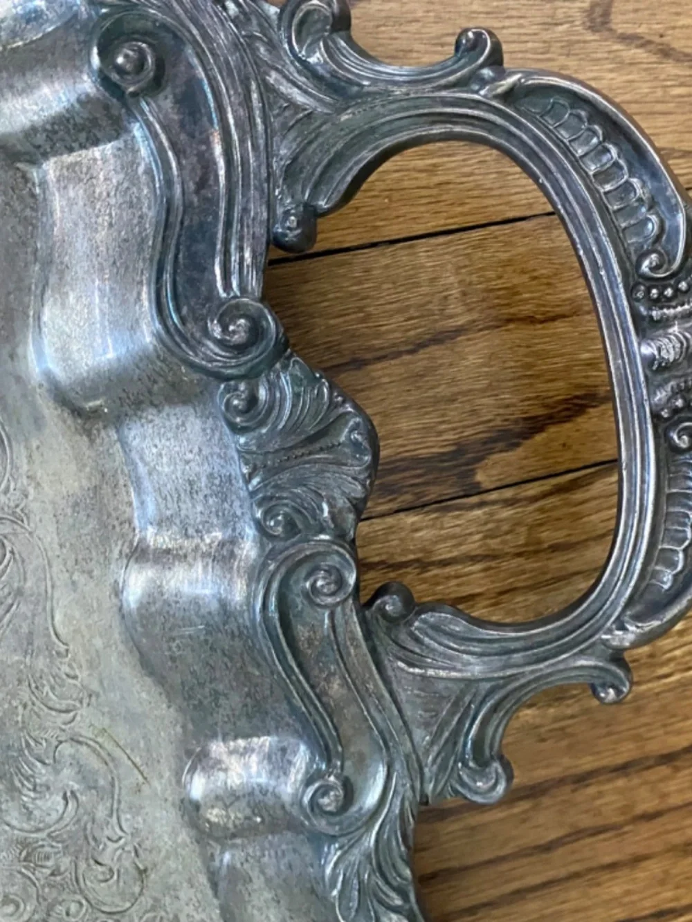 Vintage Silver Plate Tray. Ornate Platter, Legs and Handles. Very Good Condition